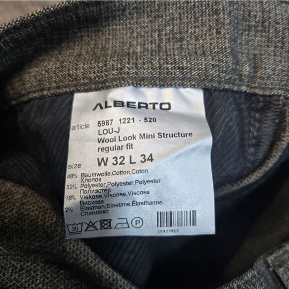 Alberto Mens Regular Fit Trousers  Brown Color Business Sharp Dress Pants 32x34 - Picture 10 of 11